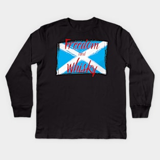 Freedom and Whisky Scotland Flag Kids Long Sleeve T-Shirt